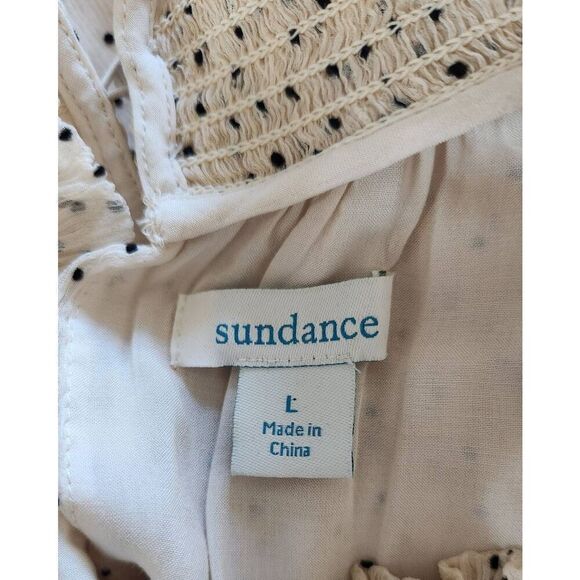 Sundance Gentle Days Smocked Polka Dot Blouse Size Large - Picture 5 of 6